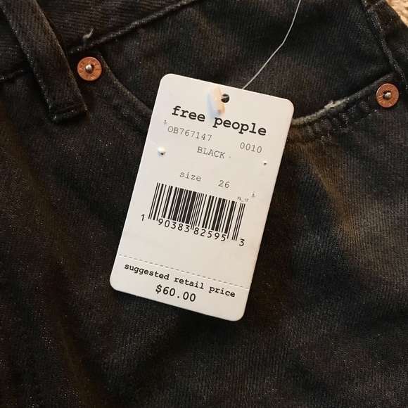 We The Free People Black Distressed Jean Skirt 27 - Picture 7 of 8